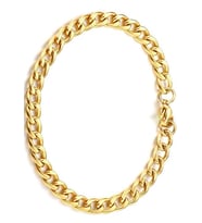 Gurmet Altın Kaplama Çelik Unisex Bileklik Zincir 6 mm H081BS (Sarı)