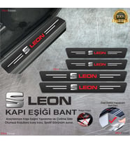 Seat Leon Logolu Karbon Kapı Eşiği Koruyucu Suni Deri 4'lü Set