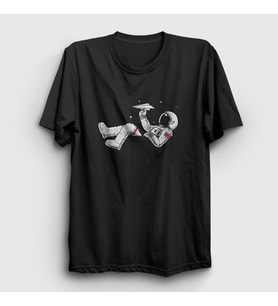 Presmono Unisex Siyah Paper Plane Astronaut Space Astronot Uzay T-Shirt 283560tt