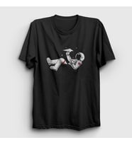 Presmono Unisex Siyah Paper Plane Astronaut Space Astronot Uzay T-Shirt 283560tt