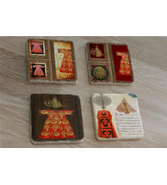 Padişah Kaftanları Ferman ve Tuğra Doğal Taş Bardak Altlığı 4'lü set - Natural Stone Coasters