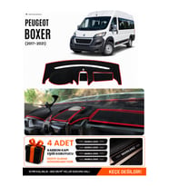 PEUGEOT BOXER (2017-2021) Uyumlu Torpido Örtüsü Torpido Kılıfı - Siyah Kırmızı