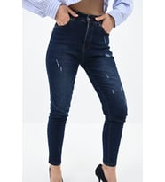 Kadın Yüksek Bel Lacivert Jean Pantolon 6178-23