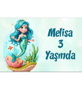 Deniz Kızı Temalı Doğum Günü Afişi -4 35X50 cm