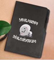 BK Gift Yıkılmadım Dinleniyorum Tasarımlı Siyah Termo Deri Not Defteri 15x21cm-1