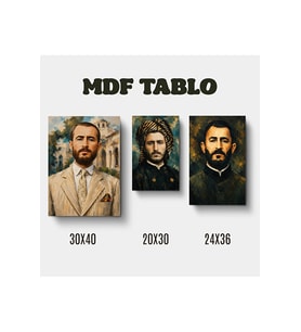 Tabloya Qazi Muhammed Tasarımlı Duvar Dekoratif Mdf Ahşap Retro Poster Tablo SETİ