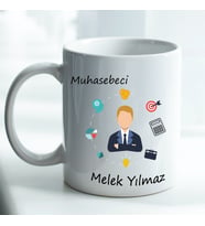 Kişiye Özel İsim ve Fotoğraf Baskılı Muhasebeci Temalı Kupa Bardak No:001