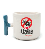 Yasakları Yıkarım Bulaşıklara Karışmam Baskılı Mavi Kulplu T Kupa