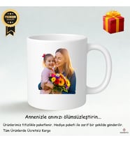 Anneler İçin Fotoğraflı Mesajlı Kupa Bardak – Hediye Paketli