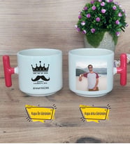 You Are My King Kupa Bardak Fotoğraflı T Kırmızı Kulplu Babaya Doğum Günü Babalar Günü Hediyesi