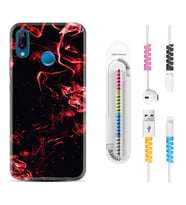Huawei P20 Lite Mate 10 20 Lite Pro P40 Lite KılıfKablo Koruma Spiral Silikon Red Smoke 1745