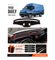 IVECO DAILY (2015-2021) Uyumlu Torpido Örtüsü Torpido Kılıfı - Siyah Kırmızı