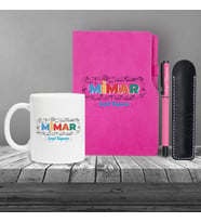 Kişiye Özel UV Baskılı Mimar Temalı Pembe Defter & Pembe Roller Kalem ve Kupa Seti
