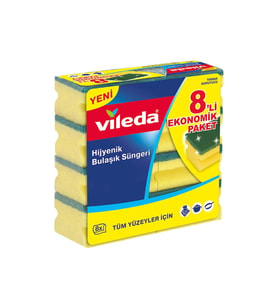 Vileda 8 Li Yeşil Klasik Oluklu Sünger