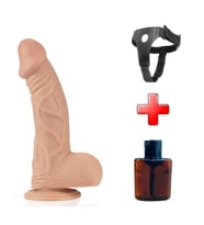 22 cm Realistik Vantuzlu Belden Bağlamalı  Vajinal Dildo Penis (Ten)