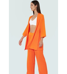 Polyester Örme Kadın Kimono Pantolon Takım Günlük Şıklık İçin Rahat Kullanım Seçkin Malzeme