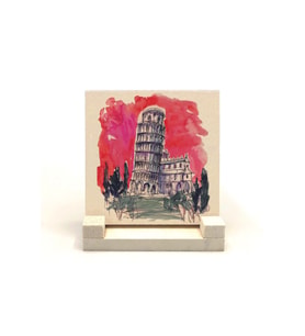 Pisa Kulesi Baskılı Taş Masaüstlük 10X10