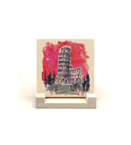 Pisa Kulesi Baskılı Taş Masaüstlük 10X10