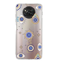 PrintiFy Xiaomi Poco X3 ile Uyumlu 1mm Slim Fit Nazar Boncuğu 5 Baskılı Şeffaf  Kılıf