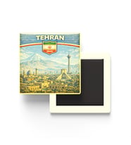 Retro İran Tahran Şehri Temalı Vintage Buzdolap Magneti – 9x9 cm