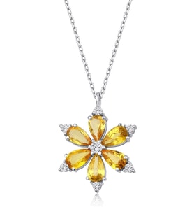 Sarı Safir Lotus Çiçeği Kolye