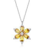 Sarı Safir Lotus Çiçeği Kolye