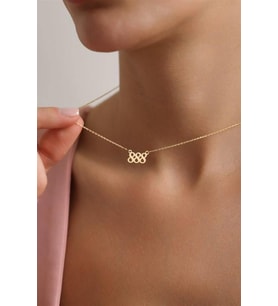925 Ayar Gümüş Gold Kaplama 888 Melek Numarası Kolye