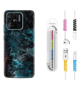 Xiaomi Poco X3 Pro M4 Pro X4 Pro C40 10C Kılıf Kablo Koruma Spiral Silikon Colorful Abstract 1384