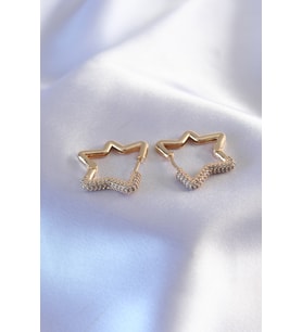 Gold Renk Zirkon Taşlı Yıldız Model Kadın Küpe TJ-BKP7236