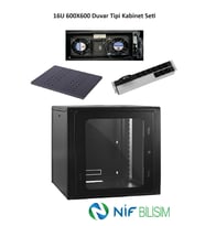 Ulusal 16U 600X600 Duvar Tip Kabinet seti 2li Duvar Tipi Fan 9lu PDU Priz 600mm Sabit Raf Dahil Set