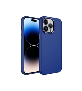 Apple iPhone 14 Pro Max Uyumlu Kılıf Metal Çerçeve ve Buton Tasarımlı Silikon Zore Luna Kapak (Lacivert)