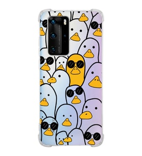 Huawei P40 Pro  Köşe Korumalı Antişok Kapak Duck Tasarımlı Şeffaf  Kılıf