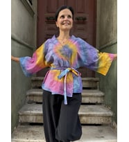 Organik Batik Kimono Bluz Hırka (Çok Renkli-Multı)