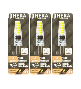 (3 Adet) Heka 2W (14W) 3000K (Sarı Işık) G4 Duylu Dim Edilebilir Led Kapsül Ampul