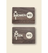 Women-Men WC Yönlendirme Levhası- İkili Set - Ceviz