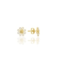 Gümüş altın yaldızlı mineli papatya küpe SGTL12314GOLD