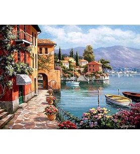 Sahil Kasabası Sayılarla Boyama Seti 60x75 cm (Tuvale Gerili)