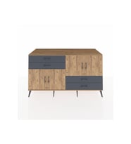 Kronos Konsol 3 Raflı 4 Çekmeceli 4 Kapaklı 176x59x99 Çam-Çam/Antrasit