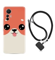 Xiaomi 12 Lite Kılıf Silikon Boyun Askılı İpli Desenli Silikon Sevimli Köpek 1731