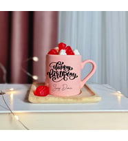 Happy Birthday Tasarımlı Kişiye Özel Pembe Türk Kahvesi Fincanı