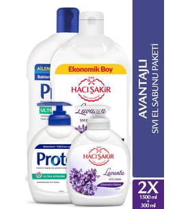 Hacı Şakir & Protex Avantajlı Sıvı El Sabunu Paketi 1500 ml + 300 ml x 2 Adet