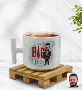 BK Gift Kişiye Özel Erkek Big Boss Karikatürlü T Kulplu Beyaz Middle Kupa Bardak-4