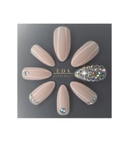 EDA LUXURY BEAUTY Nude Pembe Takma Tırnak Lüks 3d Kristal Taşlı Doğal Desenli Uzun Oval Stiletto Nail Art Set E1017