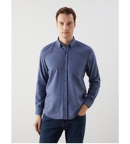 LCWAIKIKI Classic Lacivert Regular Fit Uzun Kollu Ekose Erkek Gömlek