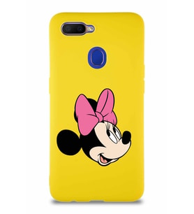 Oppo AX7 Soft Premier Kapak Minnie Mouse-A Tasarımlı Silikon Kılıf - Sarı (Şeffaf)