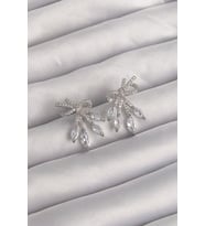 Pirinç Gümüş Renk Zirkon Taşlı Fiyonk Küpe - TJ-BKP9292