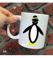 Size Özel Şapkalı Penguen Seramik Baskılı Kupa Bardaklar