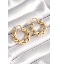 Pirinç Gold Renk Düğüm Halka Model Kadın Küpe