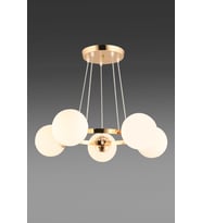 Gold 5 Li Halka Beyaz Glop Camlı Modern Avize