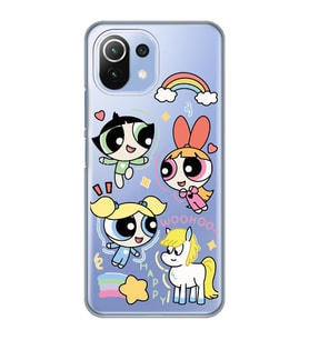 Xiaomi Mi 11 Lite Uyumlu Powerpuff Girls Desenli Şeffaf Telefon Kılıfı
